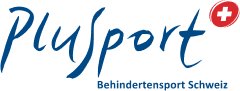 Blauer Schriftzug mit Schweizerkreuz